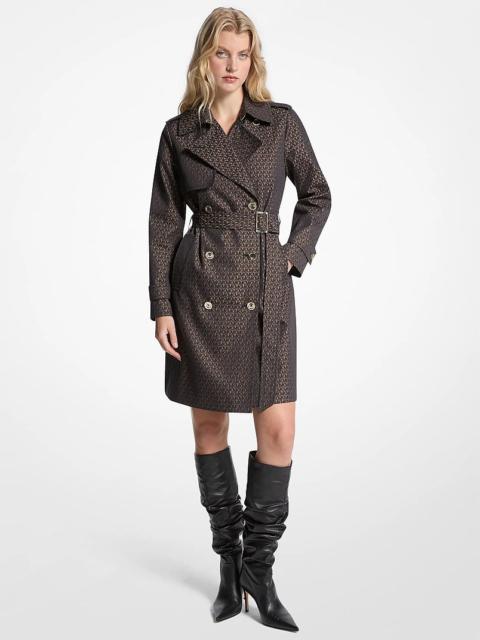 MICHAEL KORS Signature Logo Cotton Blend Belted Trench Coat