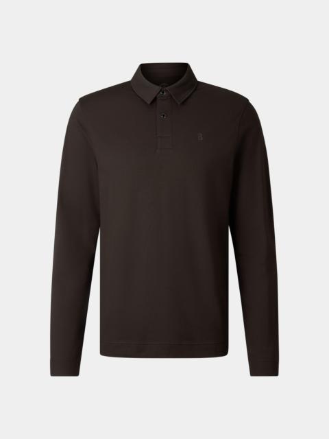 BOGNER Timon polo long-sleeved top in Coffee