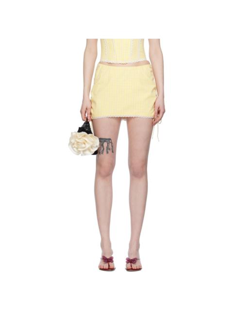 GUIZIO Yellow Ruched Miniskirt
