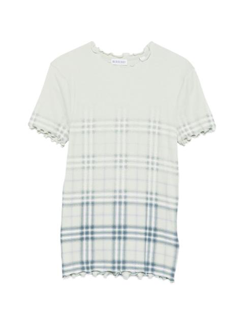 Burberry ruffled-detail check-pattern T-shirt