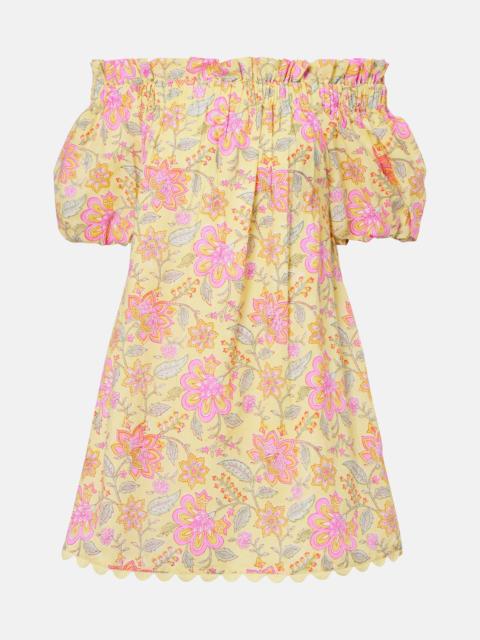 juliet dunn Floral off-shoulder cotton minidress