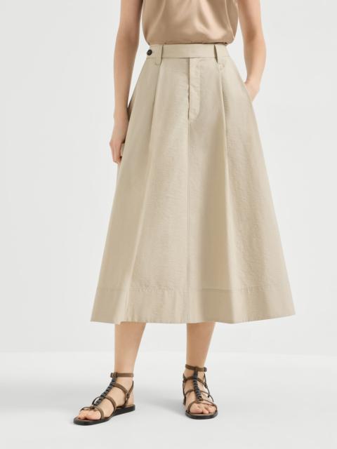 Brunello Cucinelli Techno cotton poplin sartorial skirt with monili