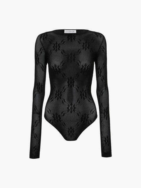 Victoria Beckham Long Sleeve Backless Bodysuit In Black