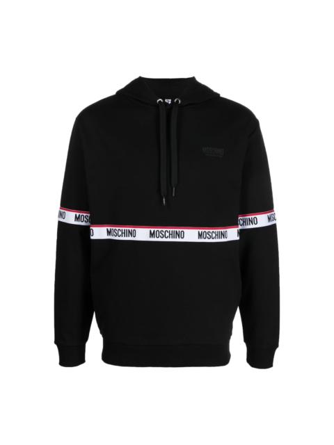 logo trim cotton hoodie