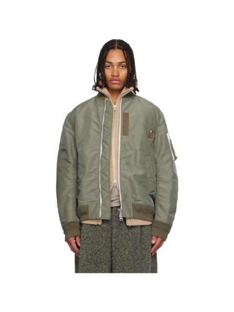 sacai Khaki Nylon Twill Blouson Bomber Jacket