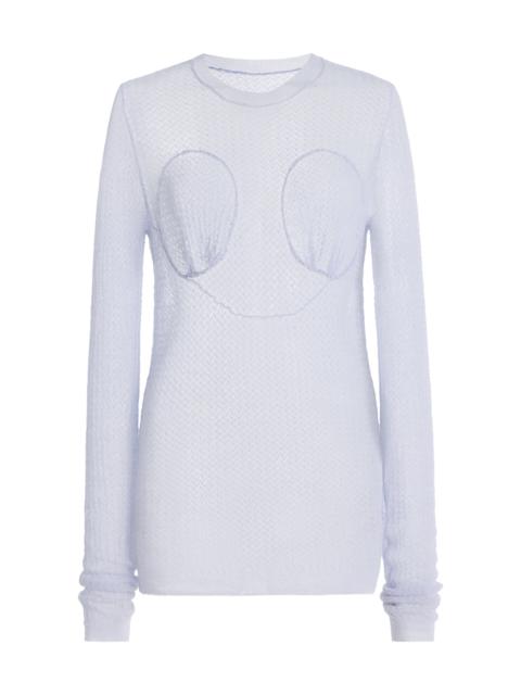 Maison Margiela Knit Wool-Blend Top blue
