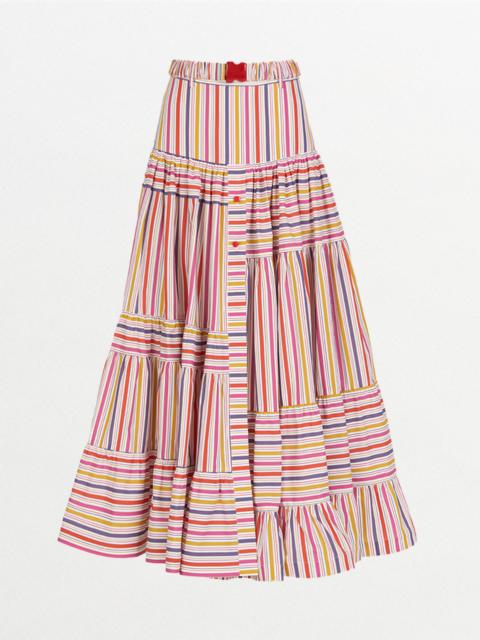 SILVIA TCHERASSI Magnolia Skirt Golden Magenta Stripes