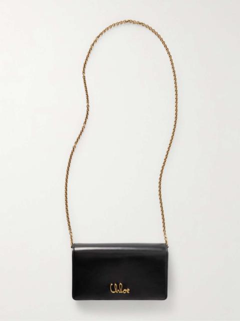 Iconic embellished leather shoulder bag Black
