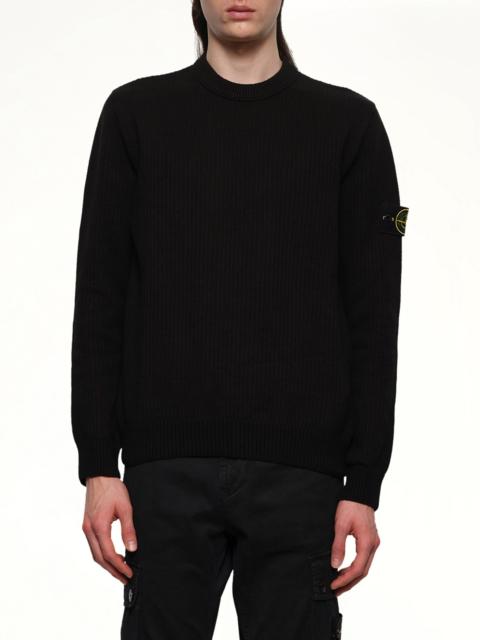 Stone Island 510004 Wool Crew Neck Sweater in Black