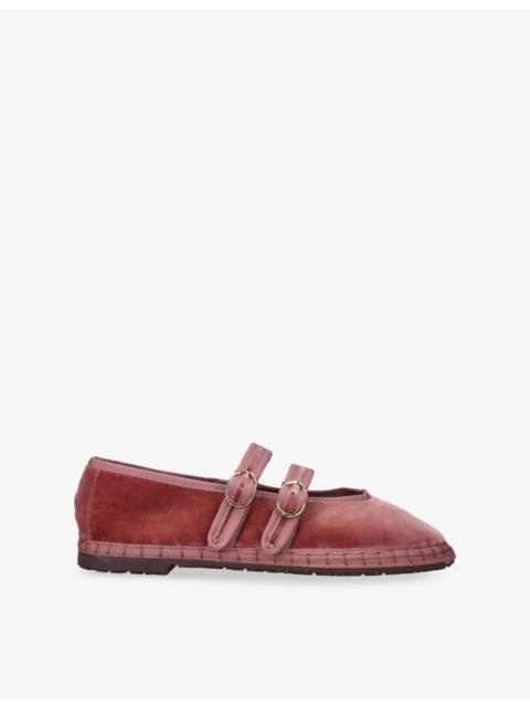 FLABELUS Claire Velvet Mary Jane Flats