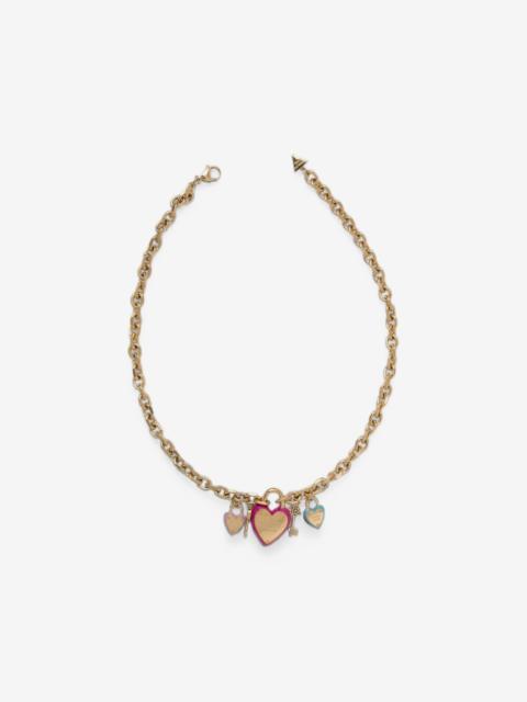 GUESS USA All You Need Is Love heart-charm cable-link necklace