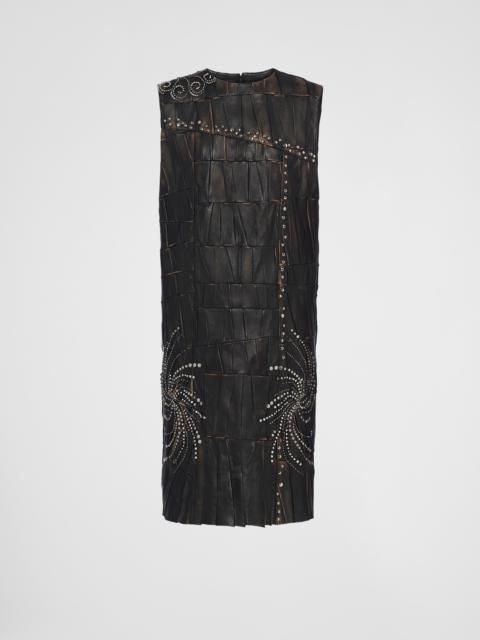 Prada Nappa leather patchwork dress