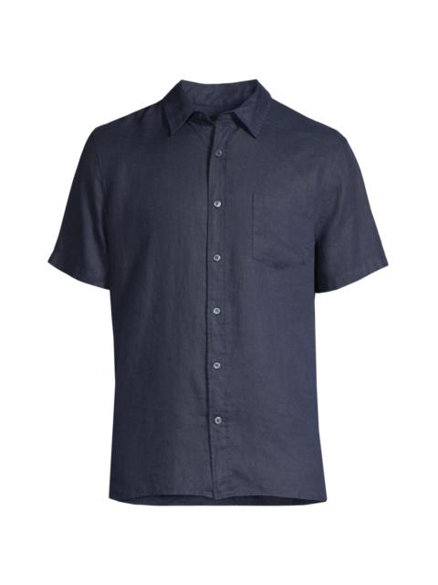 Vince Men's Linen Short-Sleeve Button-Front Shirt - Coastal