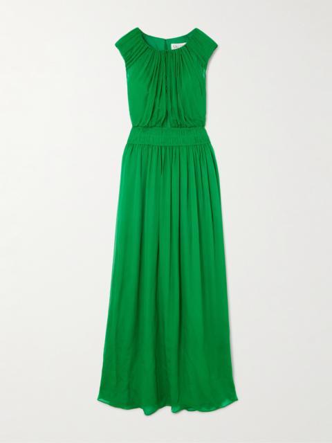 SALONI Maryam Gathered Silk-blend Crepon Maxi Dress