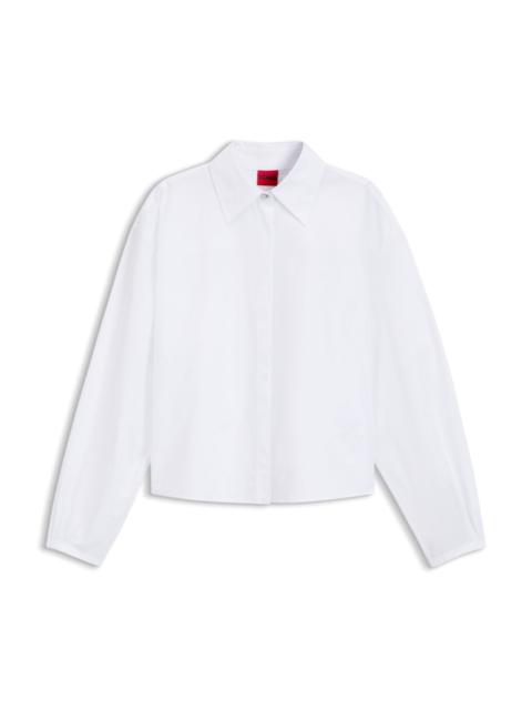 HUGO CROPPED RELAXED-FIT BLOUSE IN COTTON POPLIN