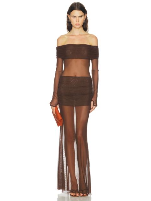 BANANHOT Lena Maxi Dress in Decadent Chocolate