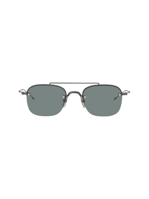 Thom Browne Gray Titanium Semi Rimless Pilot Sunglasses