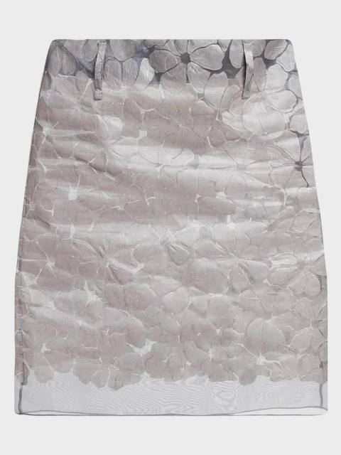 Marni Floral Semi-Sheer Knee-Length Skirt
