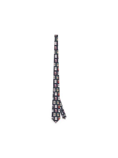 Les Deux stamp-print silk tie