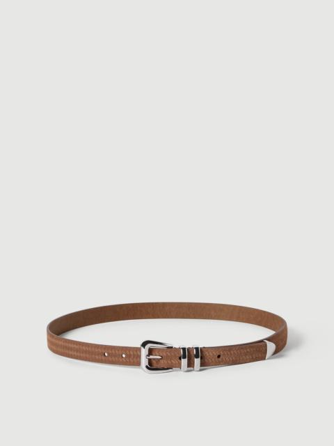Reversed calfskin belt with chevron design