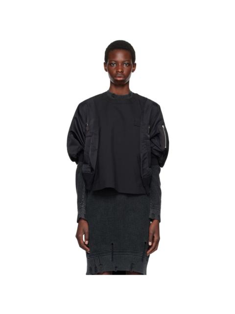 sacai Black Puff Sleeve Sweater