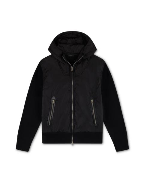 MERINO AND NYLON HOODED ZIP JACKET