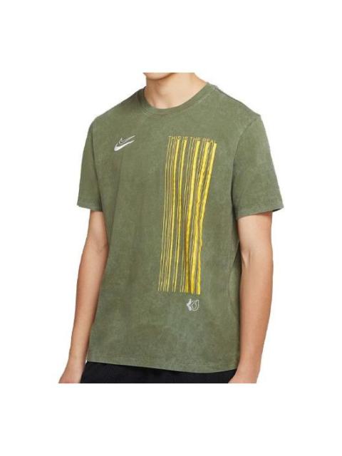 Nike Nike Dri-FIT KD Retro Washed Embroidered Logo Sports Short Sleeve Green Army green CD1301-222