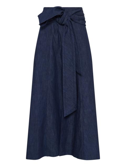 GABRIELA HEARST Zivan Knotted Maxi Skirt in Recycled Cotton Denim