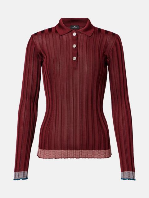 Etro Ribbed-knit polo sweater