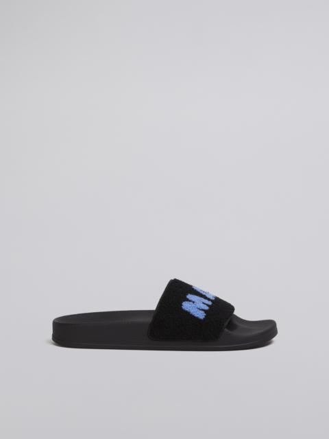 Marni RUBBER SANDAL WITH BLACK AND BLUE TERRY-CLOTH BAND