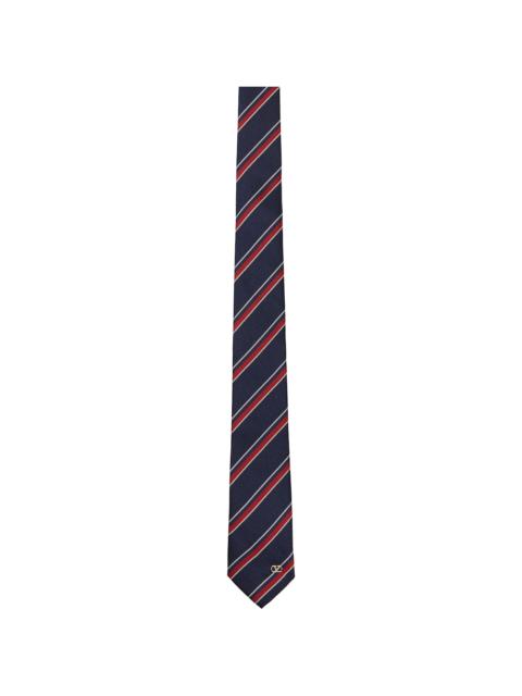 Navy & Red Valentie Jacquard Regimental Silk Tie