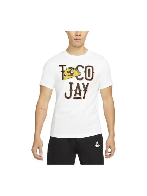 Jordan Men's Air Jordan Alphabet Cartoon Printing Round Neck Short Sleeve White T-Shirt DV5539-100