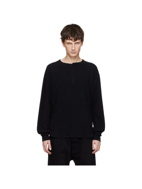 LES TIEN Black Baseball Hem Henley