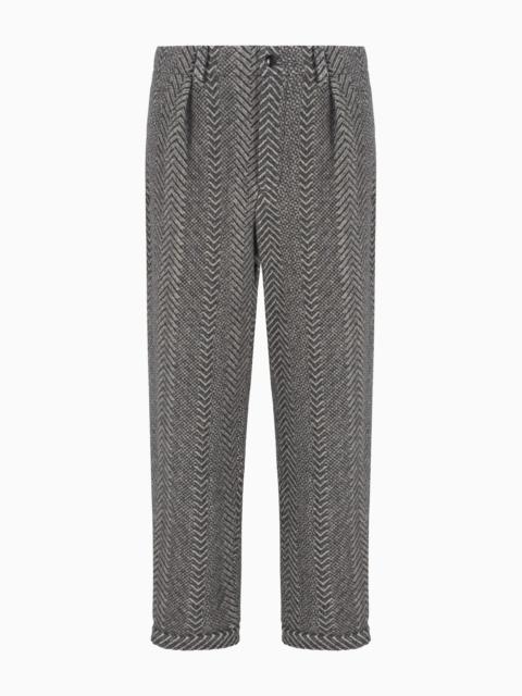 GIORGIO ARMANI Chevron jacquard virgin-wool and cashmere single-pleat trousers