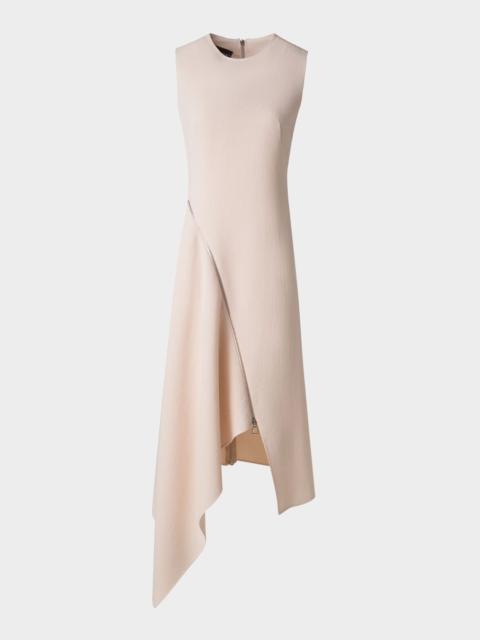 AKRIS High-Low Zip Wool Crepe Midi Dress