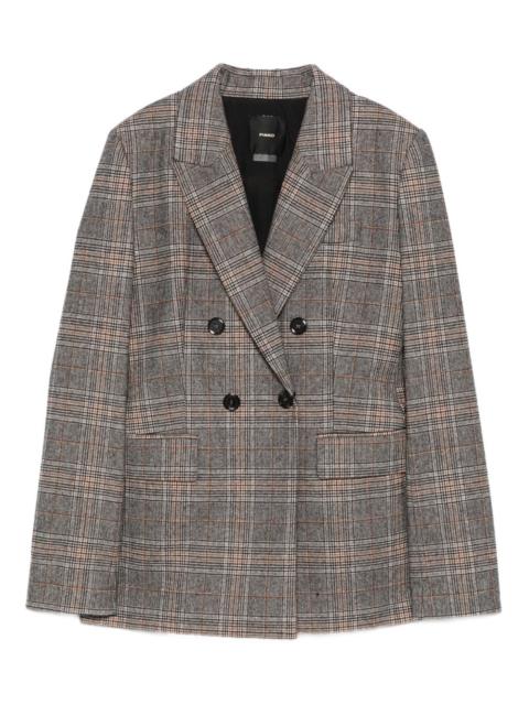 checked double-breasted fitted jacket