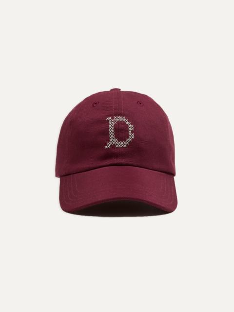 Drake's Burgundy Cross-Stitch 'D' Cotton Twill Baseball Cap