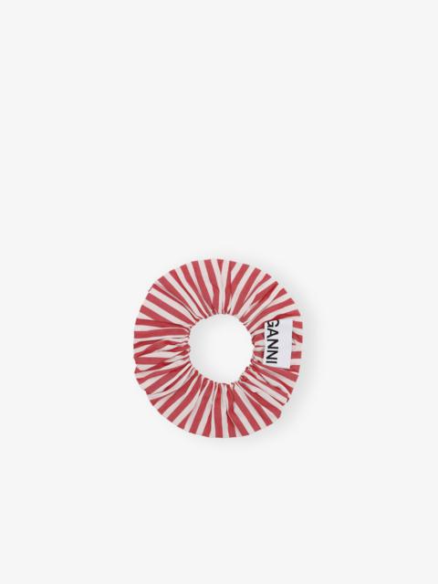 GANNI RED STRIPE COTTON SCRUNCHIE