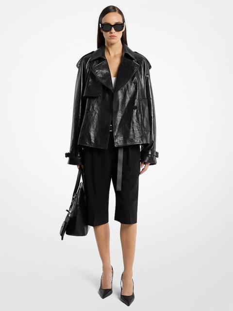 MICHAEL KORS COLLECTION Oversized Leather Cropped Trench Coat