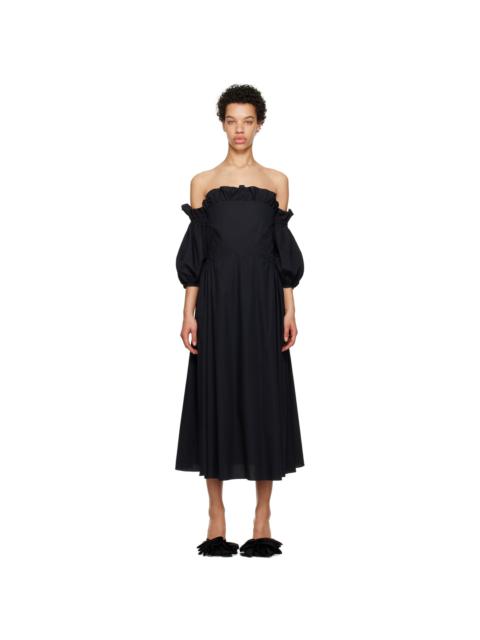 KIKA VARGAS Black Margaret Midi Dress
