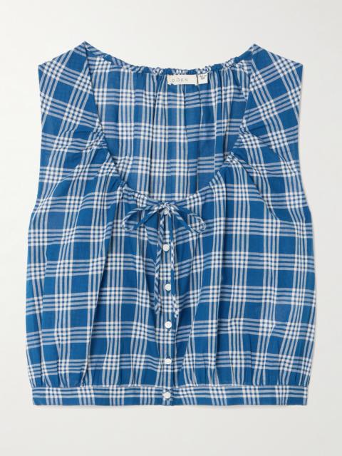 DÔEN Theo Cropped Checked Organic Cotton Top