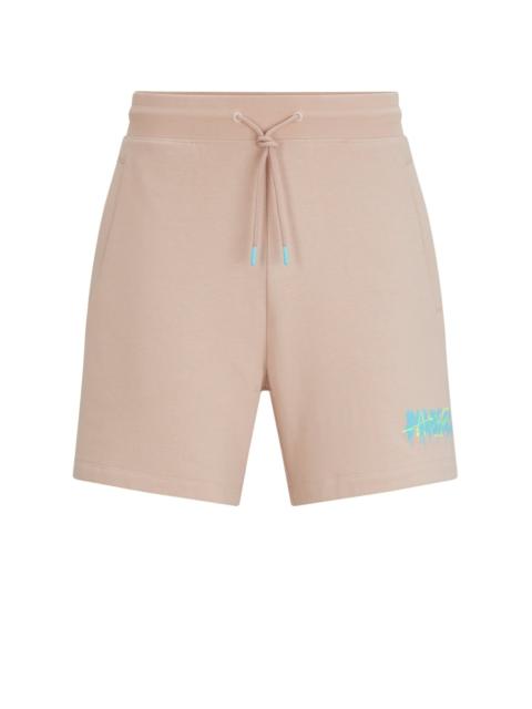 HUGO COTTON-TERRY SHORTS WITH NEW-SEASON LOGO
