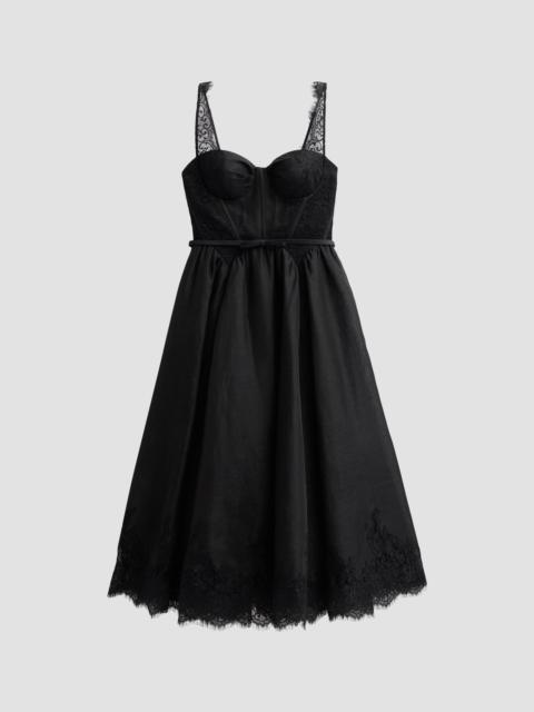Zimmermann Women's Valiant Linen-Silk Lace-Trim Midi Dress - Black