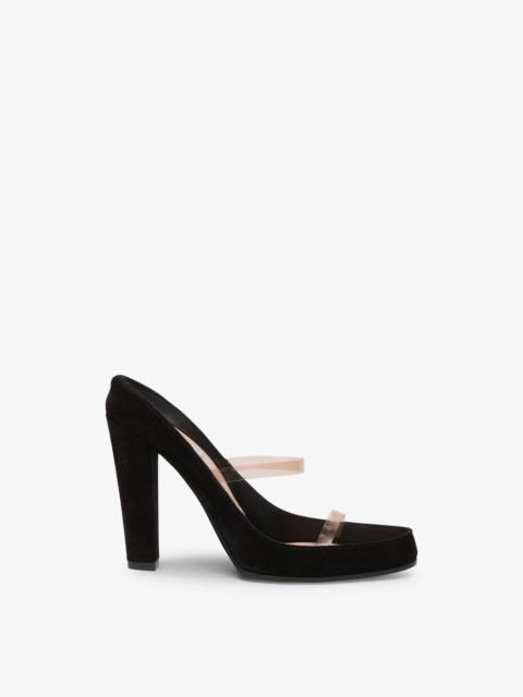 Moschino HIGH-HEELED SUEDE AND PVC SANDALS