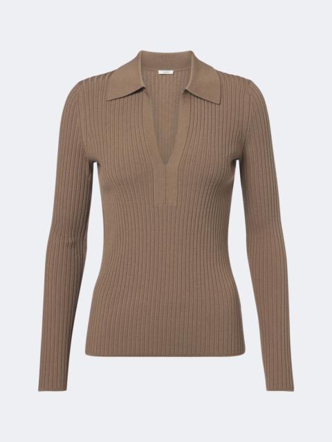 JOSEPH Ribbed-knit wool-blend polo sweater