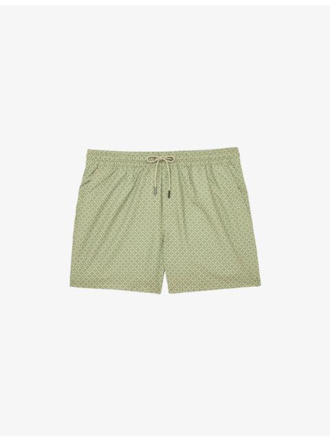 REISS Orient Geometric-Print Swim Shorts