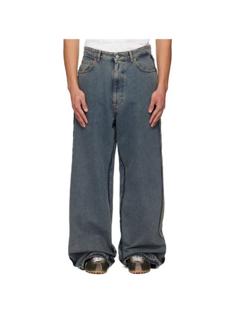 MM6 Maison Margiela Blue Wide-Leg Jeans