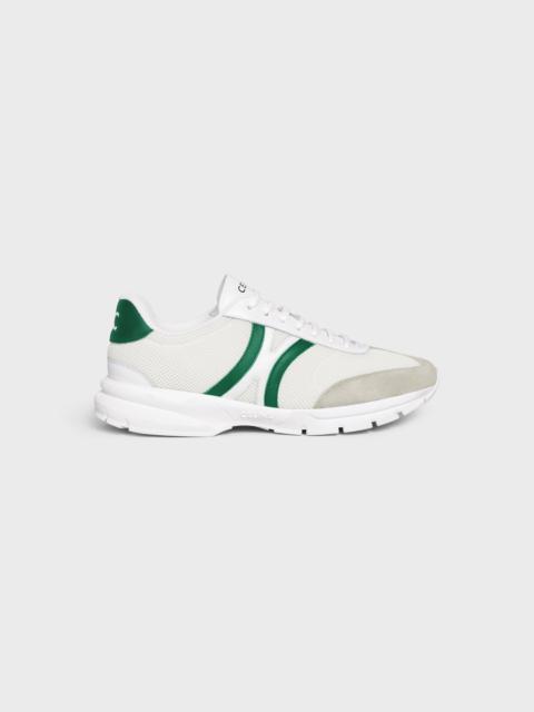 CELINE RUNNER CR-01 LOW LACE-UP SNEAKER in MESH, CALFSKIN AND SUEDE CALFSKIN
