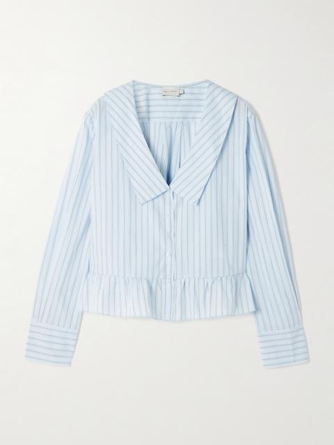 DEIJI STUDIOS Sweep Ruffled Striped Cotton-poplin Shirt