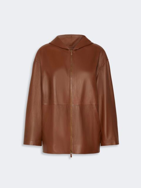 Max Mara ACINOSO Nappa leather jacket with hood - TOBACCO